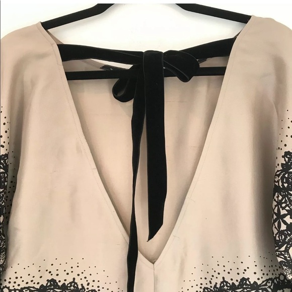 Corey Lynn Calter Silk Lace Print Blouse Tie Back - Picture 3 of 8
